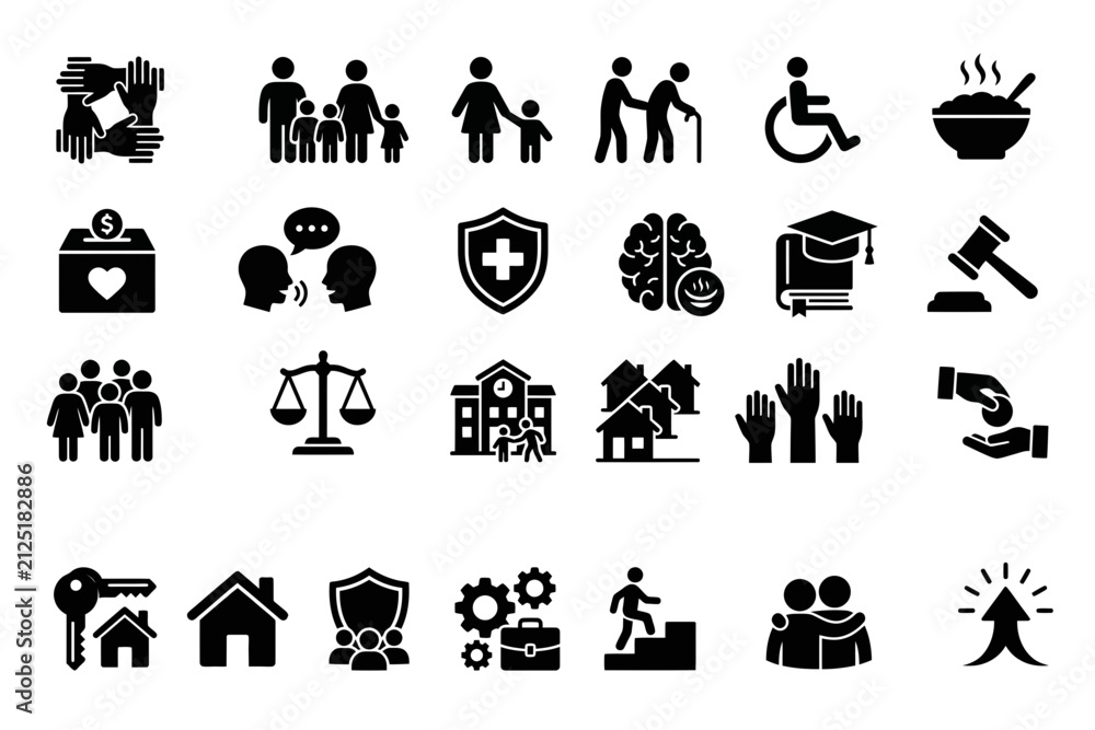 Fototapeta premium Set inclusion diversity and teamwork icons
