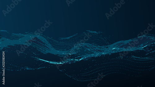 Quadro su tela a flowing undulating wave in abstract vector style art pattern blue color digita