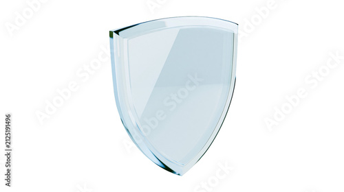 Canvas Print Clear glass shield emblem with curved edges, isolated on transparent background
