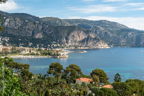 Beaulieu-sur-Mer bay viewed from Villa Ephrussi de Rothschild on Cap Ferrat, French Riviera