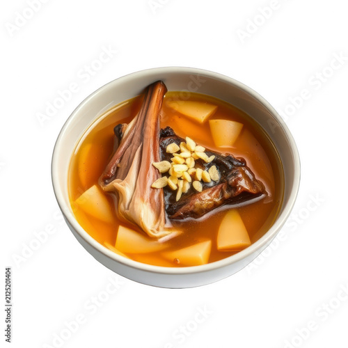 Bowl of Traditional Asian Braised Bamboo and Mushroom Soup