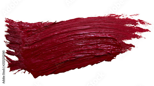 Obraz na plátne Thick viscous dark red lipstick smear, isolated on transparent background