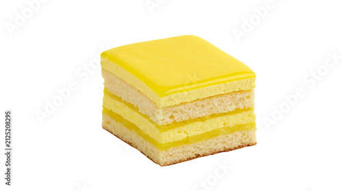 Foto Layered yellow cake with smooth glaze, isolated on transparent background