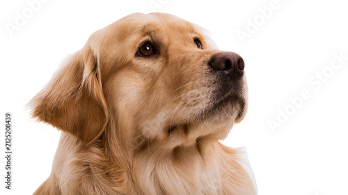 Quadro su tela Golden Retriever dog head looking up, isolated on transparent background