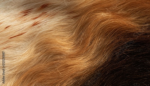 Close-up textured view of animal fur with varying shades of brown and tan