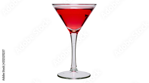 Foto Clear glass martini glass filled with red liquid, isolated on transparent backgr