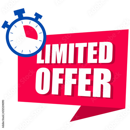 Limited Offer Blue Stopwatch Timer Promotional Banner Sticker