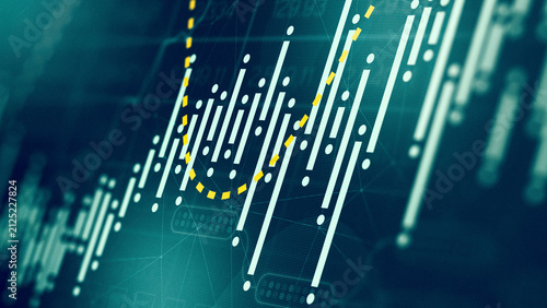 Stock exchange trading chart shows market data trends and movement over time