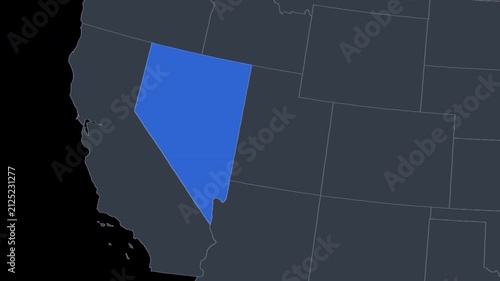 Nevada Zoomed In Blue on US Election Map State Focus, Alpha Channel 4K