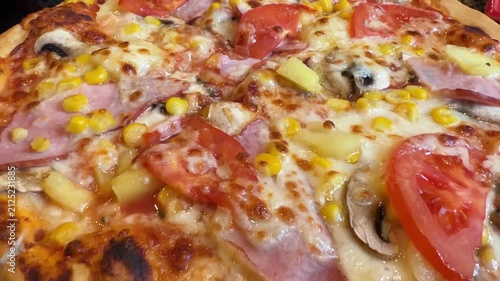 Delicious Homemade Pizza with Ham and Tomatoes