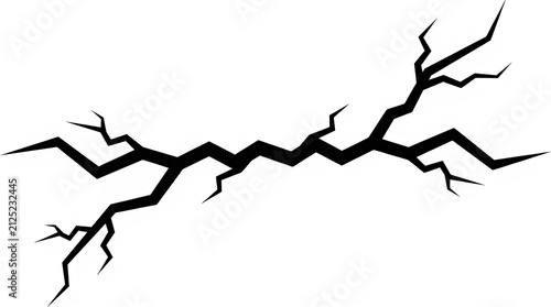 Obraz na plátně A black jagged crack graphic design element presented as an isolated object on t