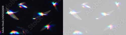 Diamond rainbow light png with iridescent glow, optical refraction rays and transparent decorative abstract design.