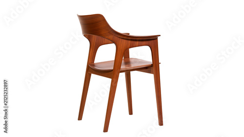 Foto Curved wooden armchair with armrests, isolated on transparent background