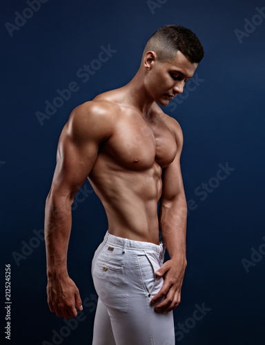 muscular young man with naked torso