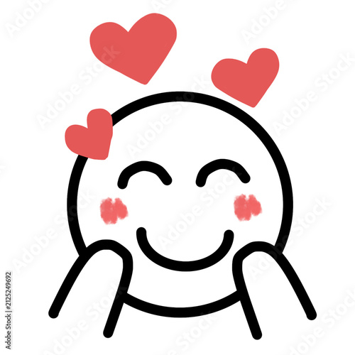 Konstfotografi Hand-drawn digital illustration of a cute love expression with floating pink hea