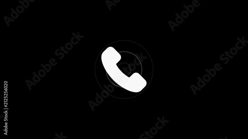 White phone handset icon on dark background for communication call telephone