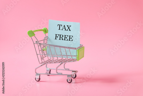 Tax free on paper note in shopping cart.