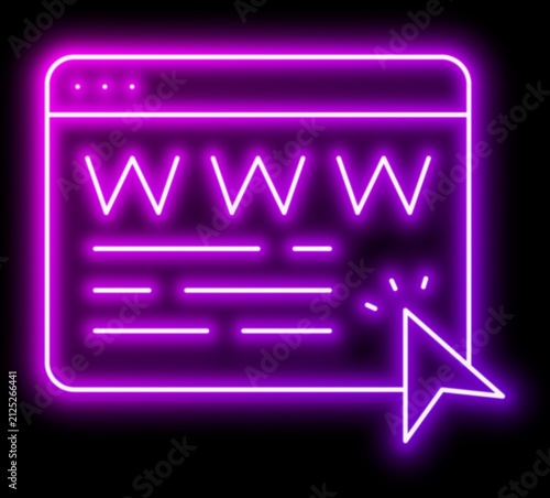 Fotografie Www icon with pointer: simplistic web navigation symbol in black and white