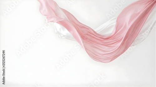 Flowing Pink and White Silk Fabric Curtains Against a Clean Background