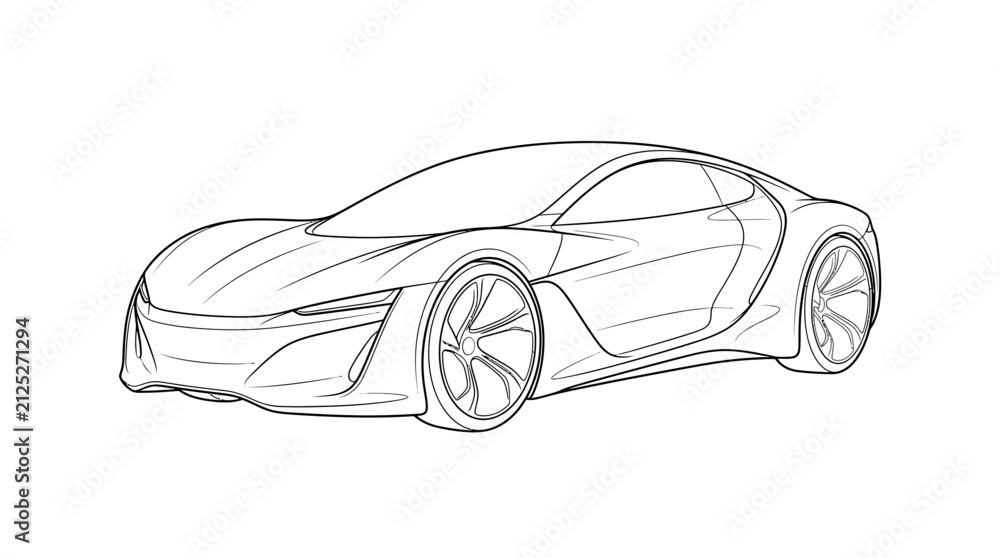 Naklejka premium Futuristic Sports Car Sketch