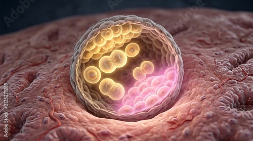 Blastocyst Implantation into the Human Uterine Lining Illustration