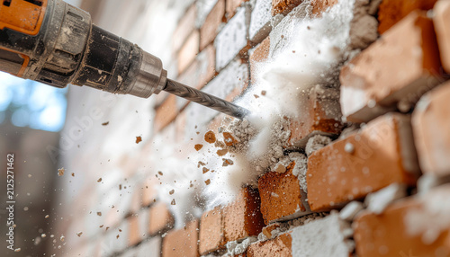Uso de una herramienta de poder en una obra de construcción