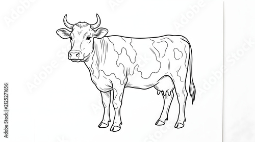 cow illustration line art isolated on white background