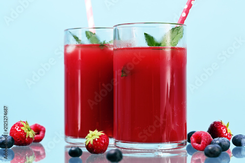 Two glasses with berry cocktail