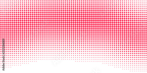Abstract vivid red halftone dot pattern isolated on transparent background for modern graphic design