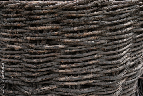 Wicker basket. large wicker harvesting basket. wicker background