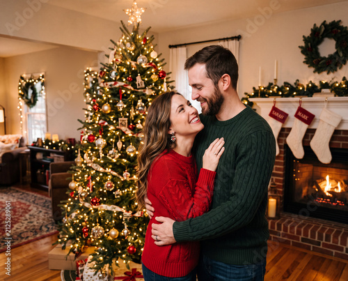 happy couple at christmas