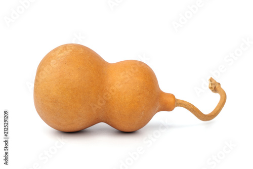 Obraz na płótnie Dry bottle gourd or calabash with a curved stem It is commonly used to make amulets crafts Symbol of wealth health and good luck in Feng Shui culture isolated on white background