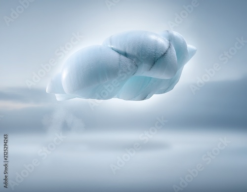 Floating iceberg glows in serene, ethereal light