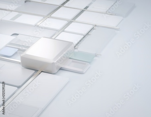 Minimalist design with geometric white panels