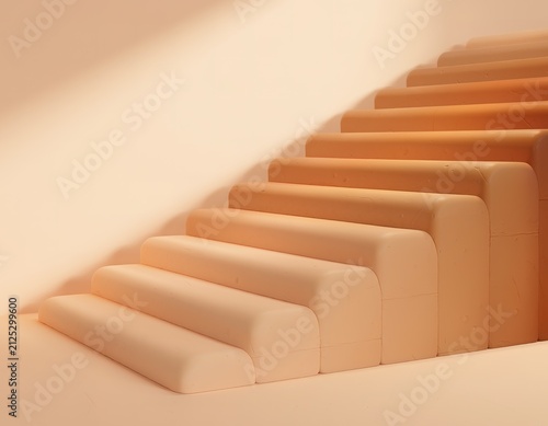 Soft light bathes a minimalist staircase