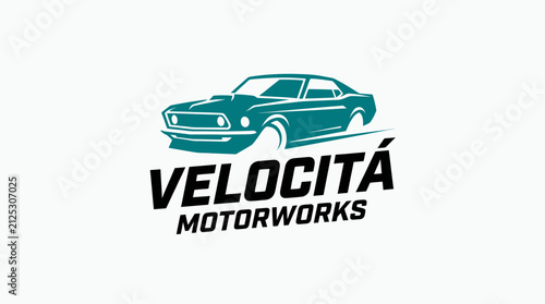 Professional Muscle Car Logo Design for Velocita Motorworks Automotive Brand and Repair Service