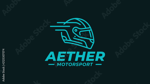 Modern Racing Helmet Logo Design for Automotive Branding and Motorsport Team Identity Vector