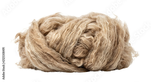 Quadro su tela Rolled bundle of natural brownish beige raw wool fiber