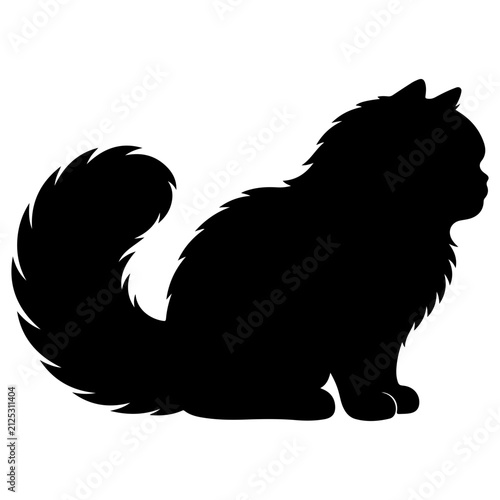 Elegant Domestic Cat Silhouette Clipart Vector