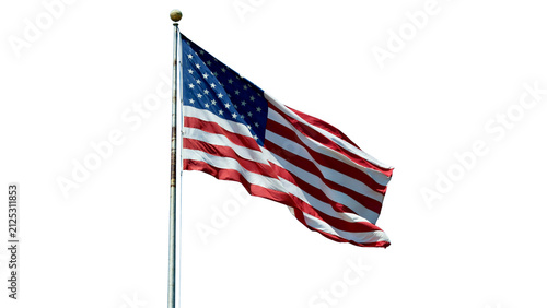 Fotografía American flag waving on a flagpole, isolated on a transparent background PNG cut