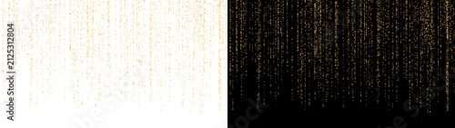 Shimmering golden particles falling in delicate vertical lines created with bright glowing dust effects for festive designs on transparent background