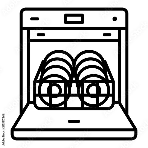 Automatic dishwasher icon for cleaning tableware