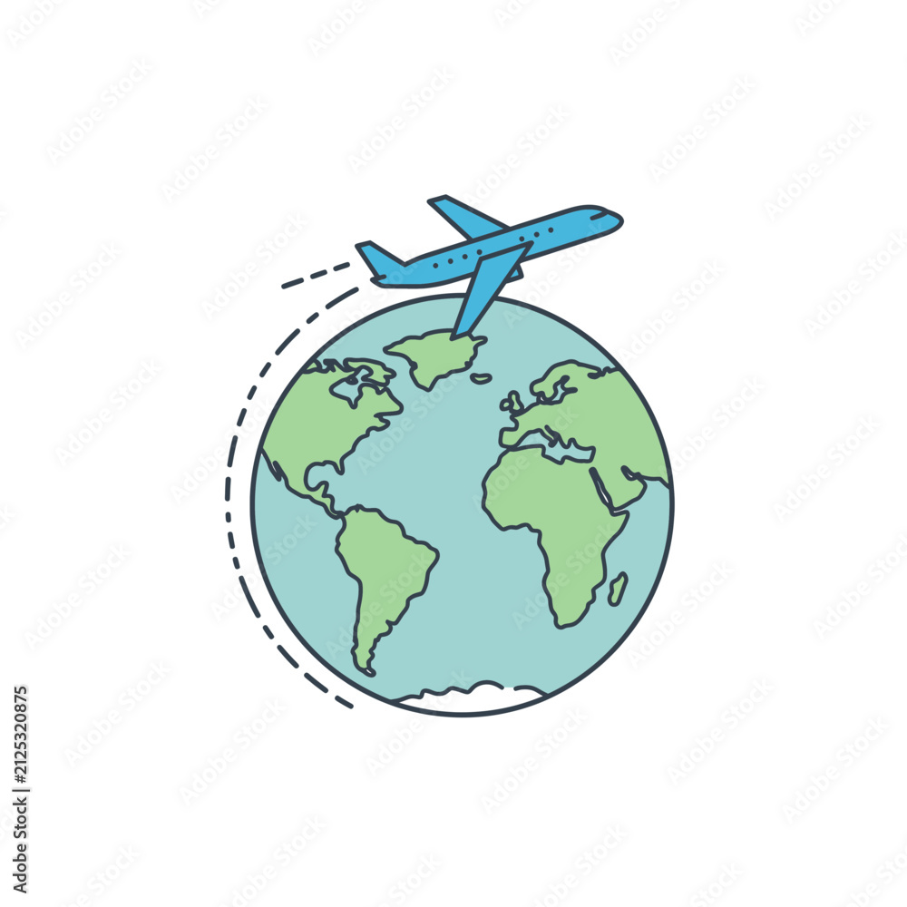 Naklejka premium GlobalTravelAirplaneConceptIllustrationVectorDesign