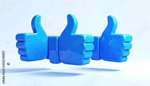3D Thumbs Up and Down Like Icon Hand Symbols for Social Media Approval Online Communication and Community Feedback Concept
