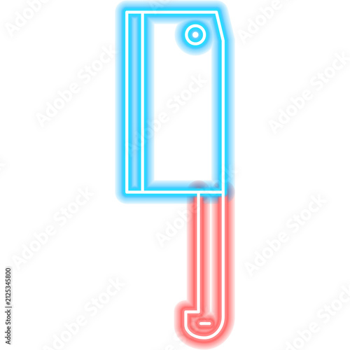 Cleaver Knife Neon Sign. Glowing Icon. Illustration of Kitchen Utensils and Cutlery Meat Object.