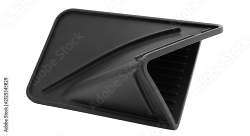 Black silicone lens hood for glass photography, flexible anti-reflection camera shield, professional window lens mask isolated PNG with Transparent Background