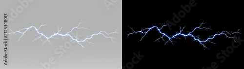 Fotografie Realistic electric discharge with branching lightning and intense atmospheric po
