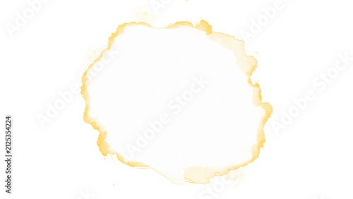 White Watercolor Wash with Yellow Stain Isolated on Transparent Background