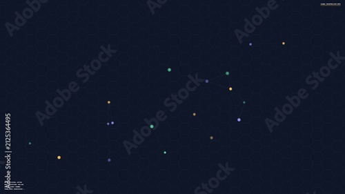 Abstract Digital Network Connections with Hexagonal Grid Background