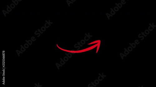Red Hand-Drawn Curved Brush Stroke Arrow on Black Background